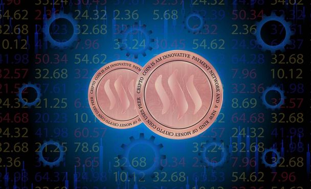 Steem virtual currency images. 3d illustration. - Foto, immagini