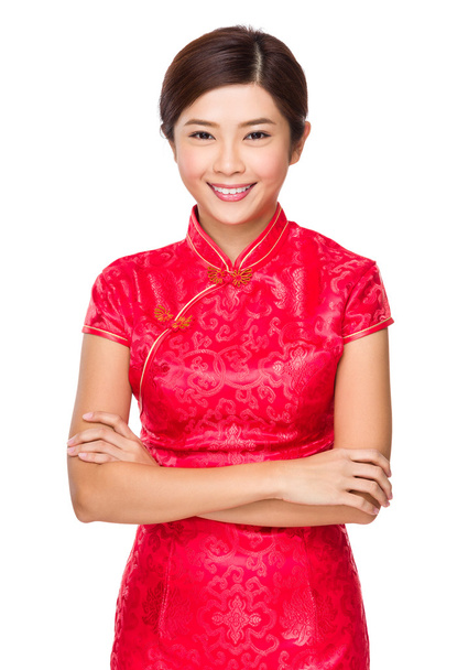 Femme asiatique en robe rouge
 - Photo, image