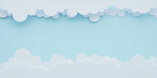 sky and clouds background mid day stomach paper cut art 3D illustration - Photo, image