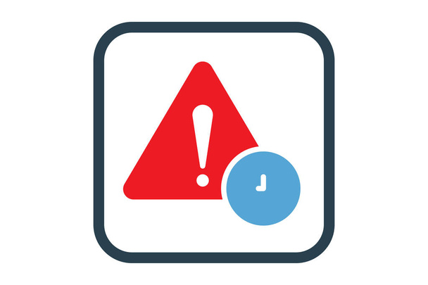 Alert sign with clock. suitable for time warning icon. solid icon style. Simple vector design editable - Wektor, obraz