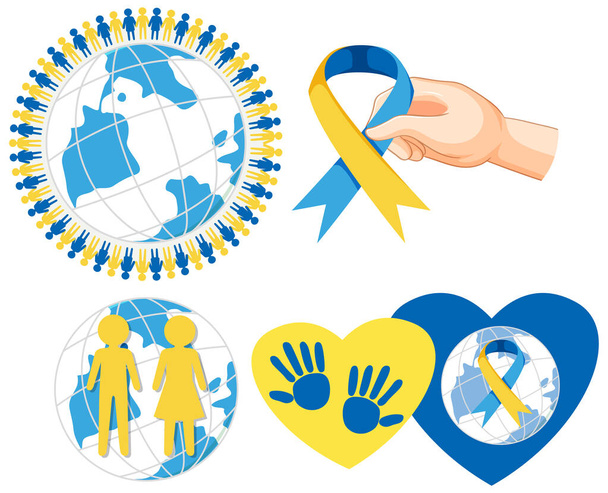 World Down Syndrome Day elements set illustration - Vector, Image
