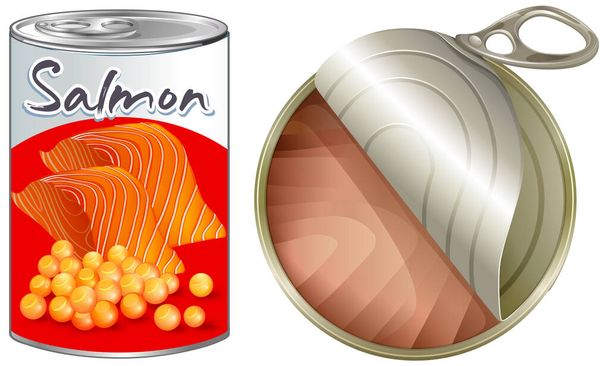 Lososí ryby konzervované potraviny ilustrace - Vektor, obrázek