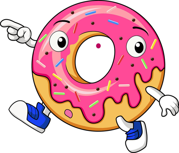 Vector Illustration of Cute donut cartoon mascot character - Vektori, kuva