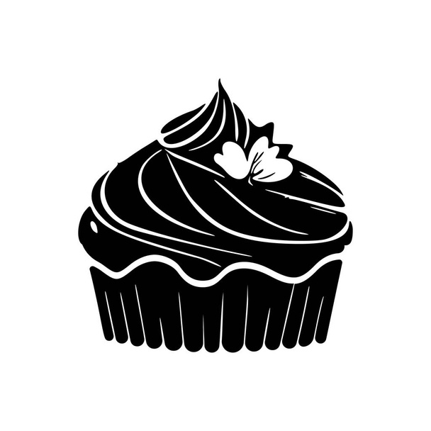 Beautifully designed black and white cupcake logo. Good for typography. - Vektor, obrázek