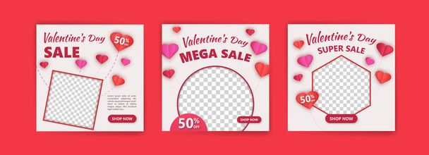 Social media post for valentine's day sale marketing. Vector design with the theme of love and affection. - Vector, imagen