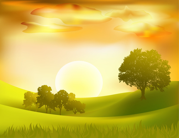 日没の風景のベクトルの背景 - ベクター画像