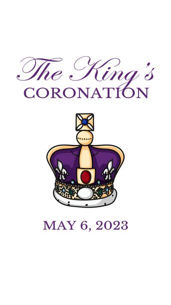 England - 6th of May 2023: Poster for King Charles III Coronation with British flag vector illustration. Greeting card for celebrate a coronation of Prince Charles of Wales becomes King of England.  - Vettoriali, immagini