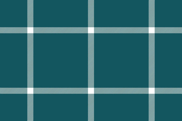 Check textile tartan. Vector pattern seamless. Plaid fabric background texture in turquoise and white colors. - Vektör, Görsel