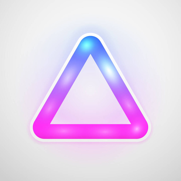 Glowing Triangle Shape LED Lamp Neon Color Icon. Vector Frame with Copy Space. - Vector, Image