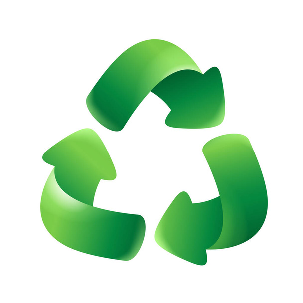Символ вторичной переработки в 3D xtyle - устойчивость и защита окружающей среды - векторная эмблема - Вектор,изображение