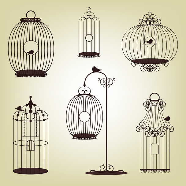 ビンテージ鳥籠のセット - ベクター画像
