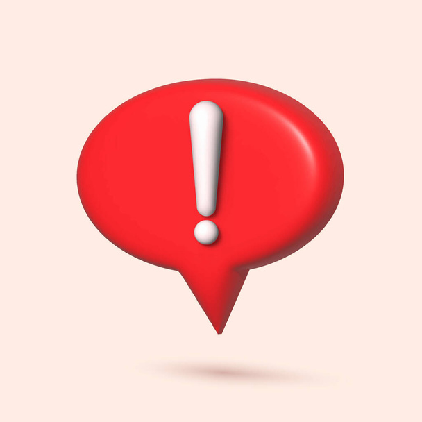 3d alert notification icon isolated on background. Speech bubble. Vector. - Vector, Image