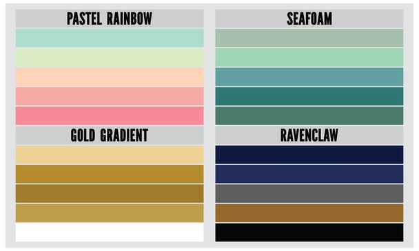 カラーパレットカラーパレットは、デザインまたはビジュアルプロジェクトで使用されるカラーのセットです。これらの色は、団結し、視覚的に魅力的なデザインを作成するために慎重に選択されます. - ベクター画像