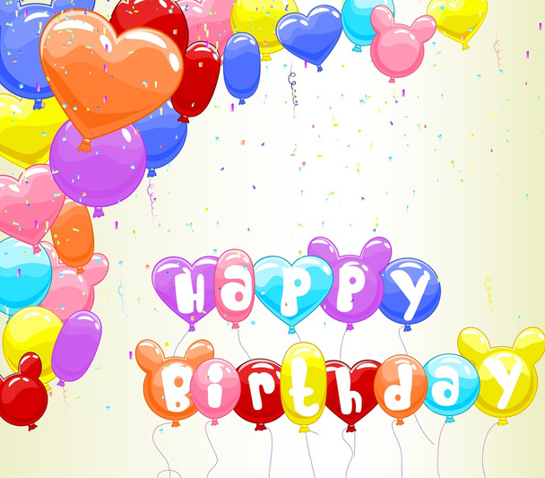 Birthday background with colorful balloon cartoon - Vector, Image