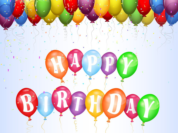 Birthday background with colorful balloon cartoon - Вектор, зображення