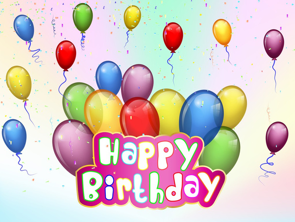 Birthday background with colorful balloon cartoon - Вектор, зображення