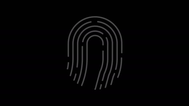 Animation of fingerprint alpha matte. Touch ID futuristic digital processing of biometric scanner concept. Security scanning of finger mobile phone unlock applications - Video, Çekim