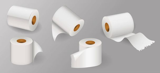 Set realistischer Toilettenpapierrolle für das Badezimmer. eps-Vektor - Vektor, Bild