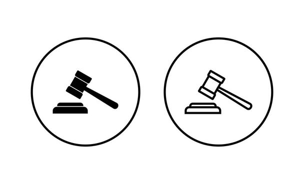 Ikony Gavelu nastaveny. soudit kladívko znamení a symbol. ikona práva. aukční kladivo - Vektor, obrázek
