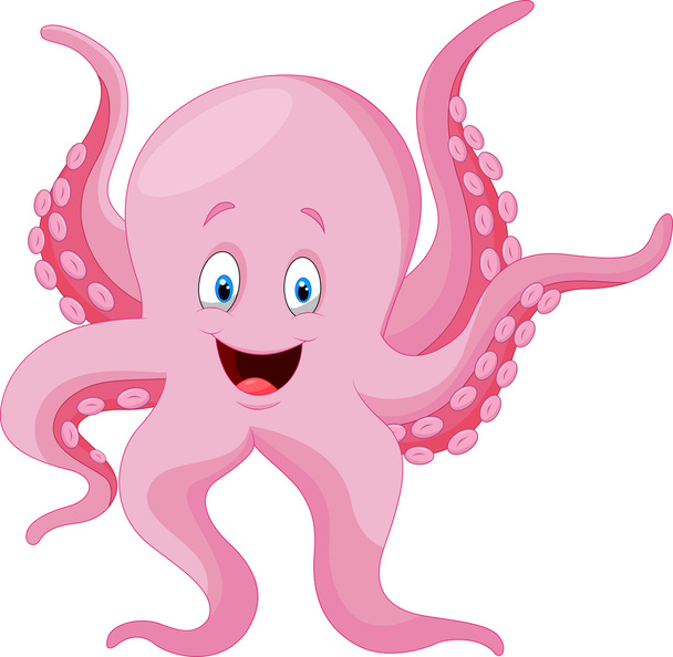Karikatur glücklicher Oktopus - Vektor, Bild