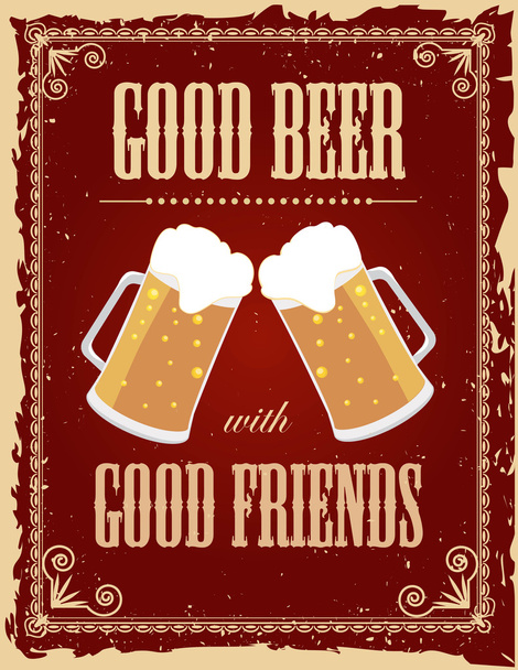 Vintage beer poster - Vector, afbeelding