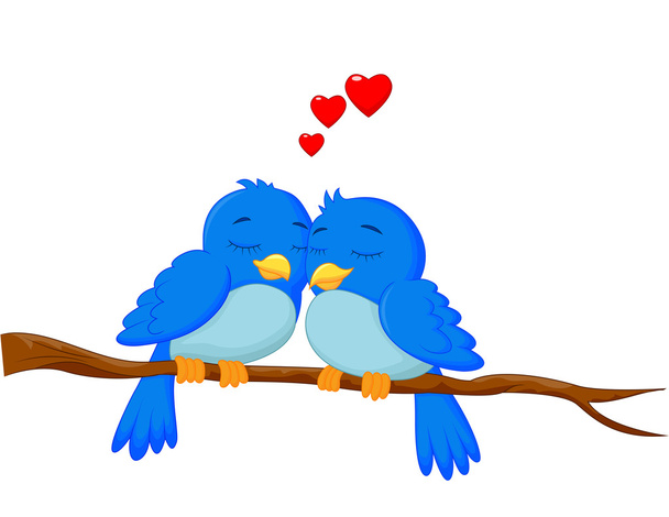 Ptáky pár kreslených v lásce - Vektor, obrázek