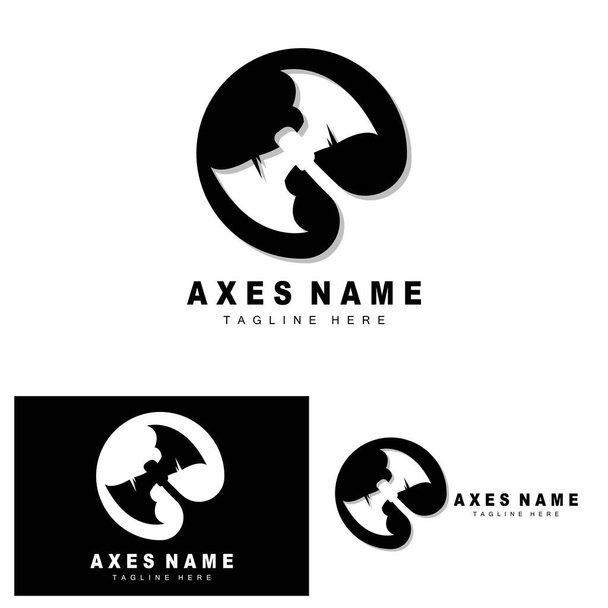 Ax Logo Design, War Tool Illustration and Woodcutter Vector - Vector, imagen