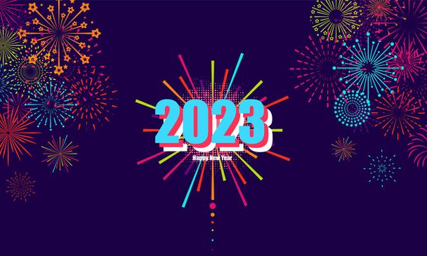 Firework 2023,Background with Happy new year festive background  vector design - Vector, Image