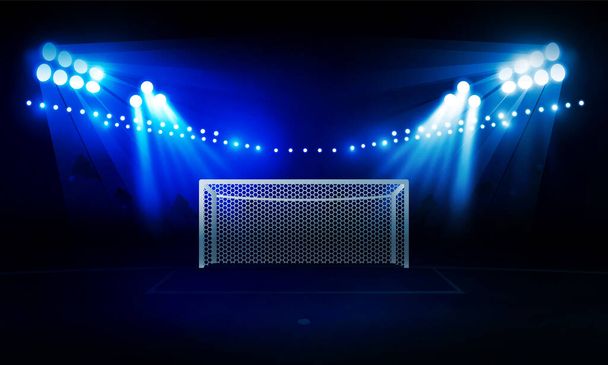 Campo de fútbol arena con luces de estadio brillante diseño vectorial Iluminación vectorial - Vector, imagen