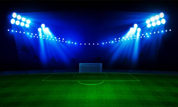 Campo arena di calcio con luci dello stadio luminoso progettazione vettoriale - Vettoriali, immagini