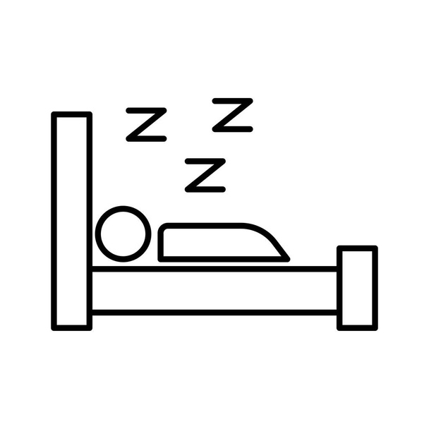 Sleep icon illustration. People icon with bed. icon related to lifestyle. line icon style. Simple vector design editable - Vetor, Imagem