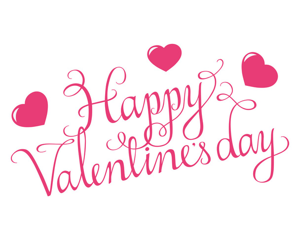 Happy Valentines Day Script With Hearts - Vector, Image