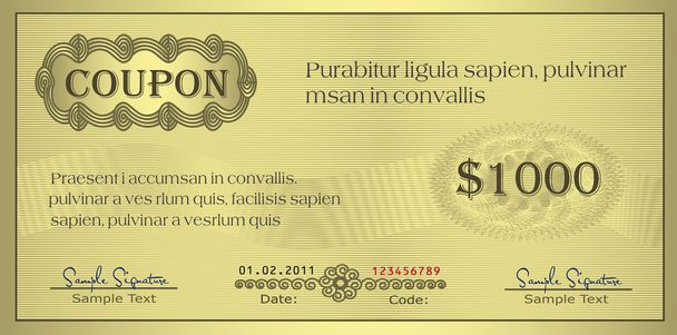 Vector Coupon gold ornament - Vector, Image