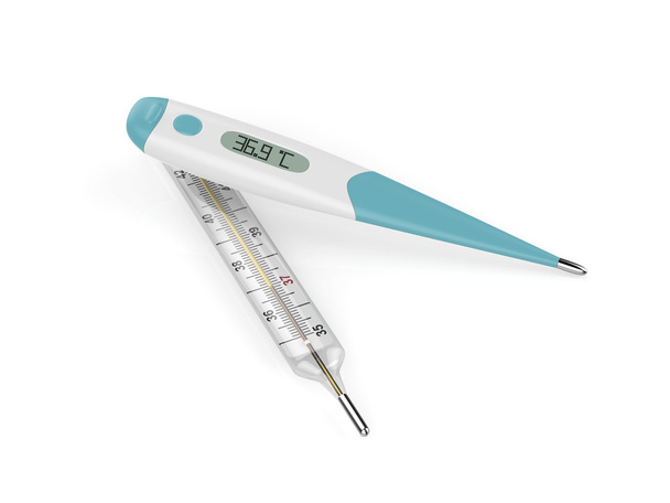 Electronic and mercury thermometers - Photo, Image