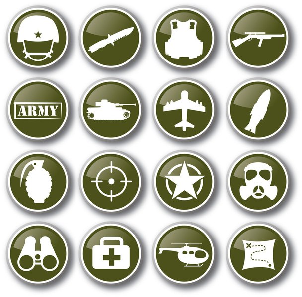 Military army icon set vector - Vector, Image