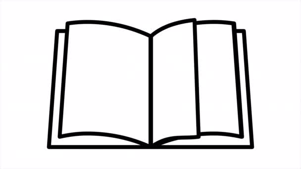 Simple open book icon 4k animation. Book icon - Metraje, vídeo