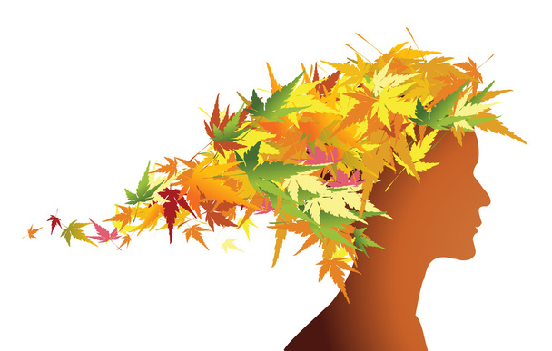 podzimní květinová dívka silueta - Vektor, obrázek