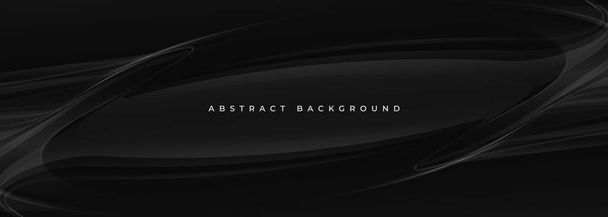 Elegant luxury abstract wide black background with abstract frame, lines and ribbons. Vector illustration - Vector, Imagen