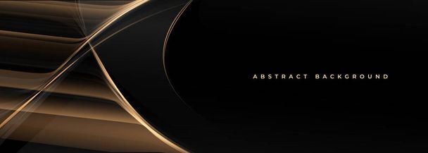 Elegant black and gold wide abstract luxury background with golden lines and shapes. Vector illustration - Vektori, kuva
