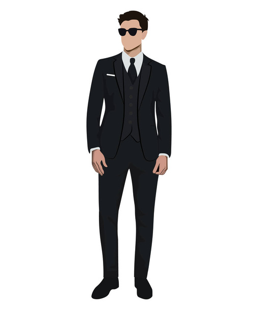 A man in a business suit on a white background. Vector illustration in flat style - Vektor, Bild