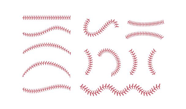 Softball laces set. Baseball ball stripes. Softball Stitches. Vector illustration - Vector, Image