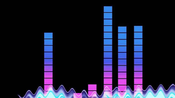  Audio levels wave chart and graph illustration black background - Foto, imagen