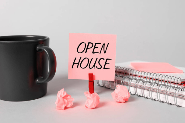 Inspiration showing sign Open House, Business idea you can come whatever whenever want Make yourself at home - Foto, Imagen