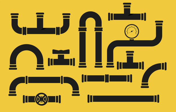 Conjunto de iconos vectoriales de accesorios de tubería. Industria de tubos, tubería de construcción, sistema de drenaje, ilustración de vectores. EPS 10
 - Vector, imagen