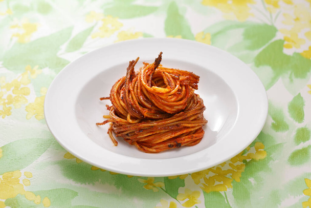 Spaghetti all'Assassina, Italian Puglia traditional pasta - Photo, Image