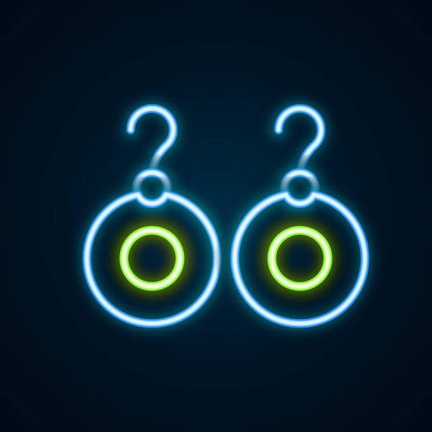 Leuchtende Neon-Linie Ohrringe Symbol isoliert auf schwarzem Hintergrund. Schmuck-Accessoires. Buntes Rahmenkonzept. Vektor - Vektor, Bild