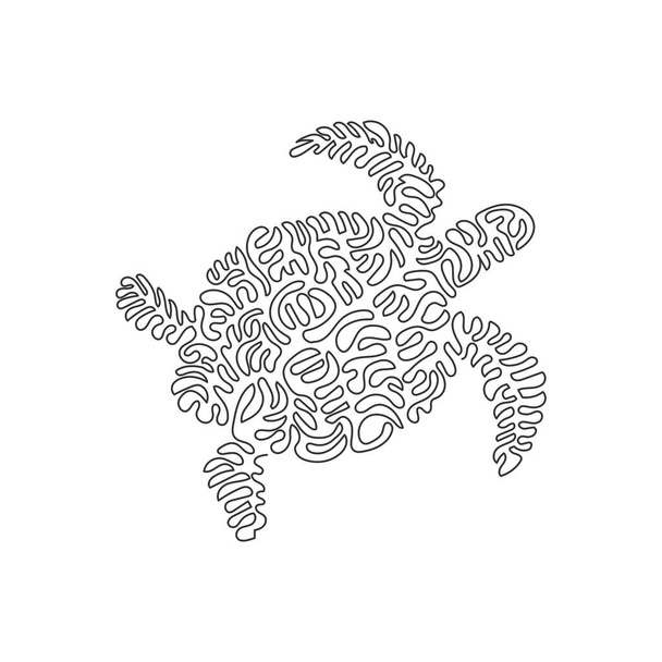 かわいい亀の抽象アートの一本の線画。アイコン、シンボル、会社のロゴ、ポスターの壁の装飾のためのフレンドリーな国内動物の継続的なライン描画グラフィックデザインベクトルイラスト - ベクター画像