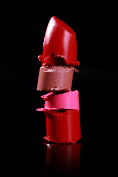 Cut and Stacked Lipsticks Close Up - Фото, зображення