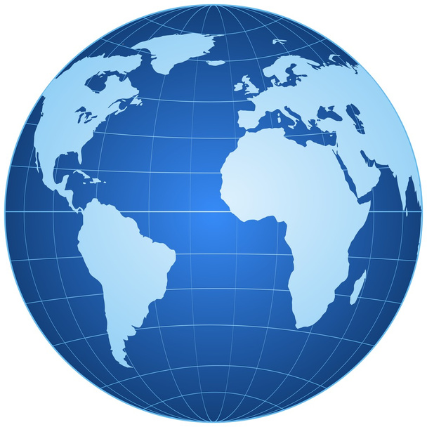 blauer Globus isoliert auf weißem Hintergrund - Vektor, Bild