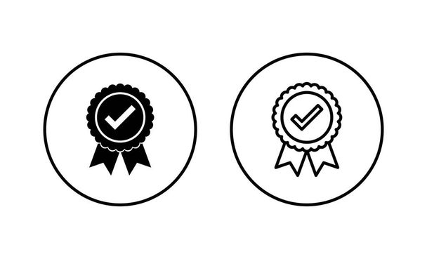 Conjunto de iconos aprobado. Icono de medalla certificada - Vector, imagen